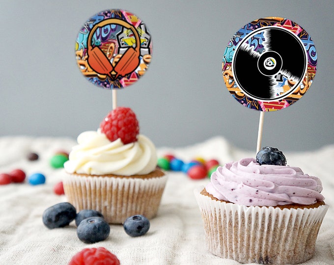 Cupcake toppers, Fresh Prince, Birthday, Baby Shower, Hip Hop, Swagger, 90s, Graffiti, Digital files ,90s party, HipHop party decor, hip hop