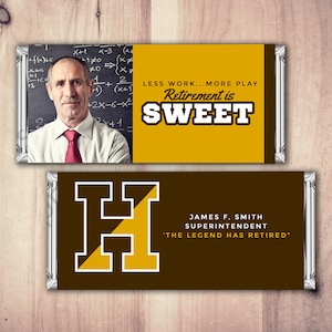 Retirement Candy Bar Wrapper, Printable Digital File,Candy Bar, school, teacher retirement party, party favor, gift, thank you