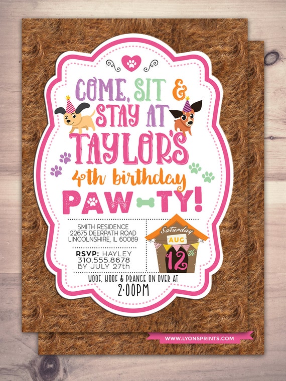 Puppy Party Invitation - Puppy Paw-ty - Paw party, birthday, baby shower, puppy adoption, sit & Stay pawty, Dog birthday, puppy birthday Il_570xn