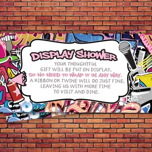Fresh Prince, Baby Shower, Hip Hop, Display shower, insert., 90s, hip hop, diaper request,Graffiti, DJ, 90s party, 80s party, Diva