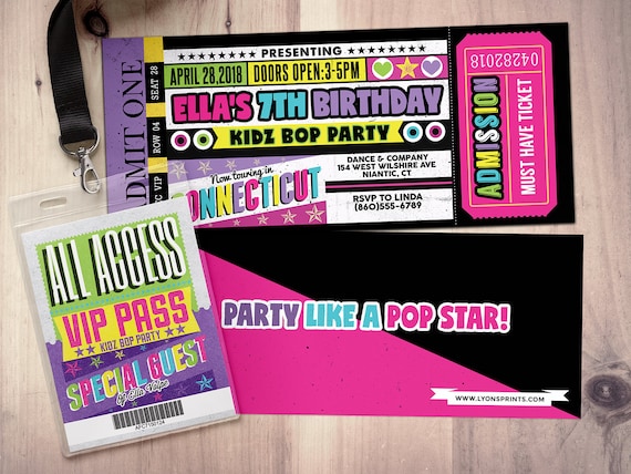 Pop Star Rock Star Concert Ticket Birthday Party Invitation Etsy Ireland