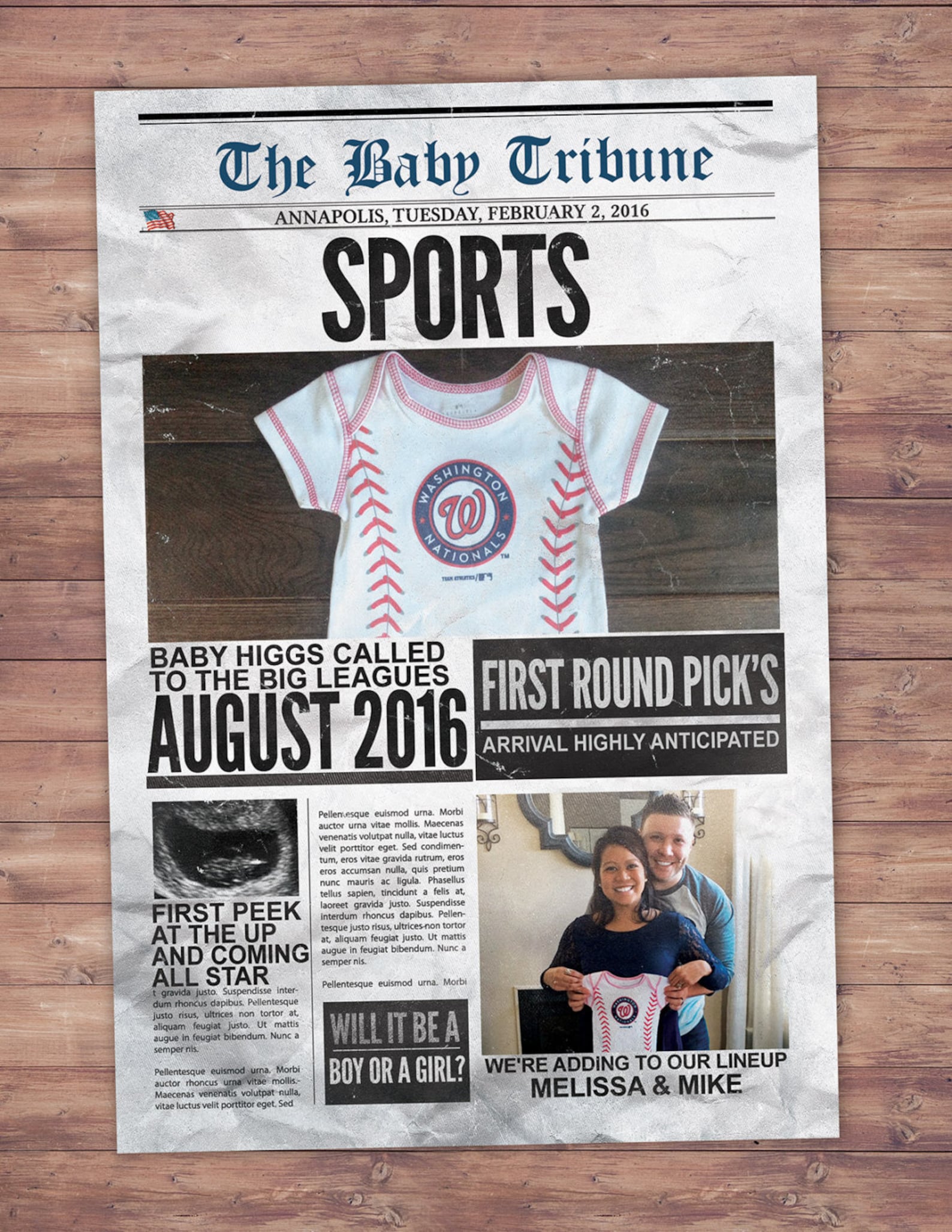 NEWSPAPER Pregnancy Announcement Birth Announcement Baby Etsy