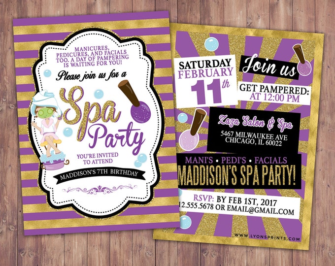 Spa party invitation, VIP PASS, backstage pass, Vip invitation, birthday invitation, pop star,  lanyard, Rock Star birthday, nail polish