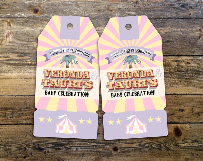 Carnival Thank You Tags for Carnival Birthday or shower. DIY Circus Party Printables! Personalized Circus Favor Tags for Circus baby shower
