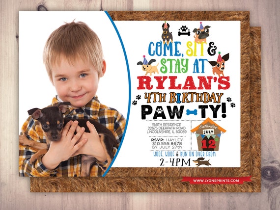 Puppy Party Invitation - Puppy Paw-ty - Paw party, birthday, baby shower, puppy adoption, sit & Stay pawty, Dog birthday, puppy birthday Il_570xn