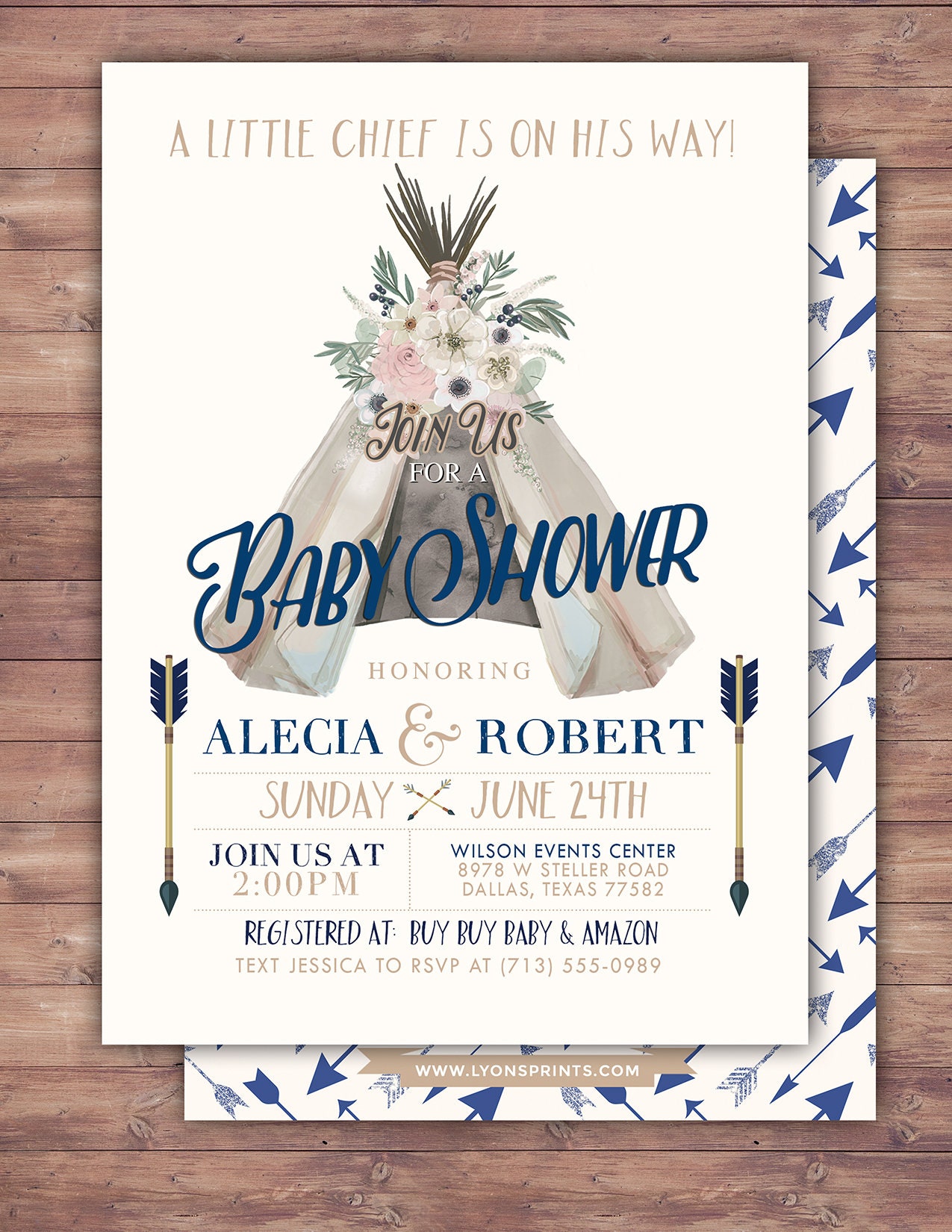 Tribal Baby Shower Invitation for a Boy