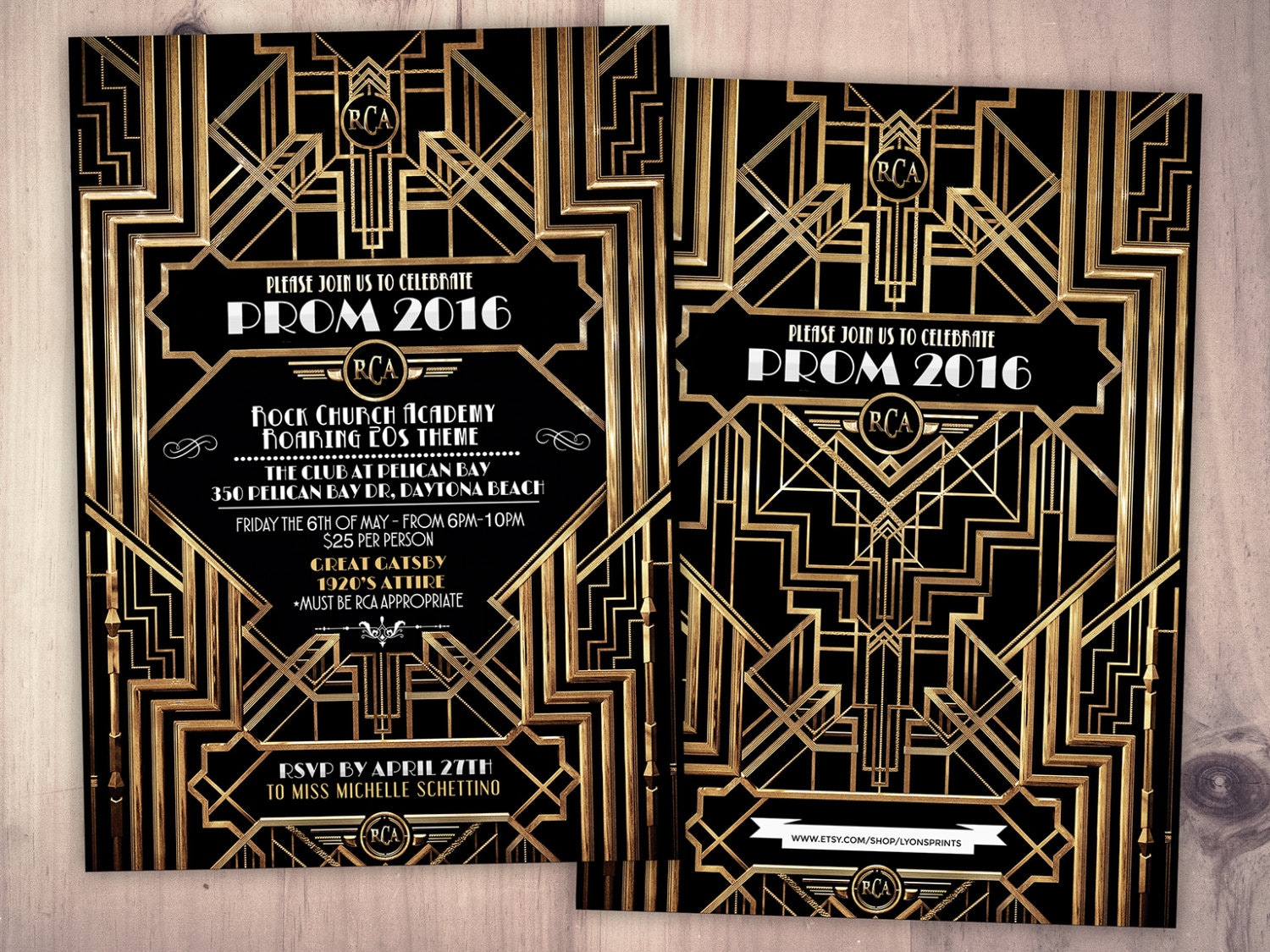 Great Gatsby Prom Invitation Roaring 20 S Hollywood Film Theme Party