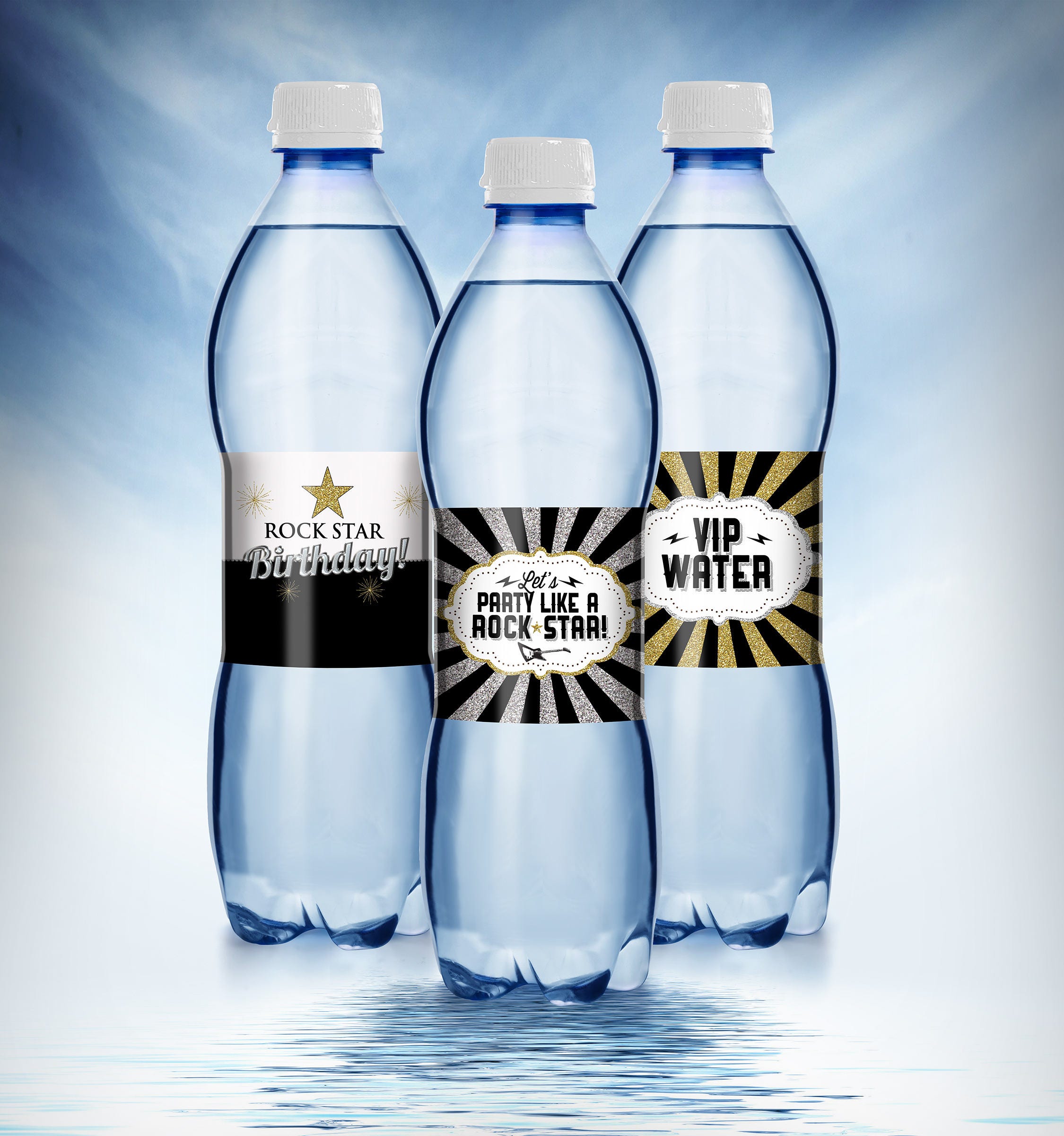 Rock Star Water Bottle Labels For Birthday Party And Baby Shower