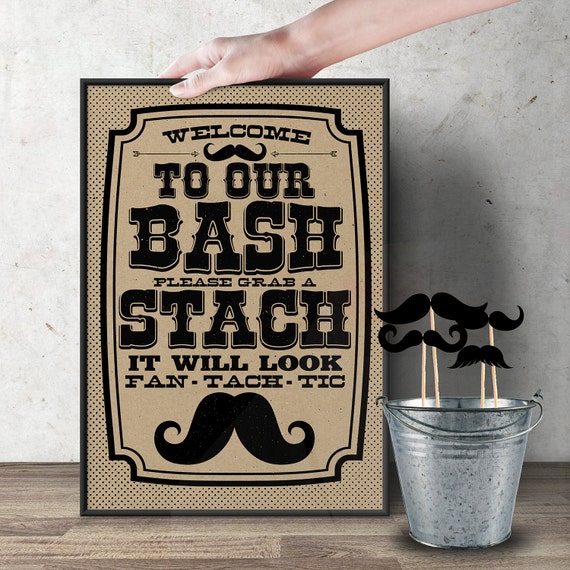Mustache Bash Baby Shower welcome sign, Mustache Shower Invite - shower game - Little Man- baby shower, boy baby shower, mustache,photo prop Il_570xn