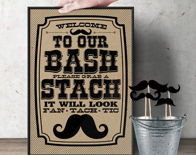 Mustache Bash Baby Shower welcome sign, Mustache Shower Invite - shower game - Little Man- baby shower, boy baby shower, mustache,photo prop