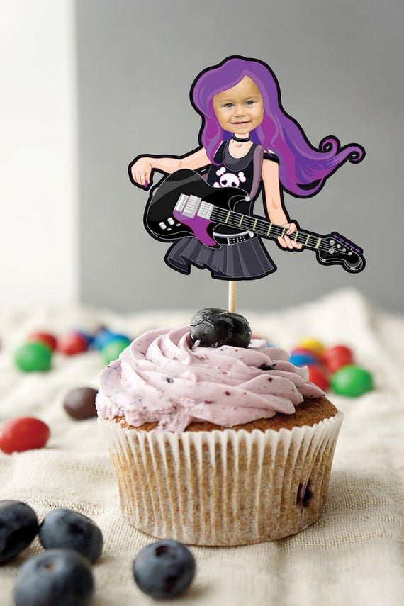 Cupcake toppers "ROCKSTAR" birthday party, party decorations, party supplies, rockstar party,Pop star, party decor, Il_570xn