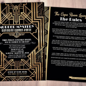 Murder Mystery Dinner Party Invitation, Vintage Party Invitation, Printable Birthday Invite, Great Gatsby, Hollywood glam,