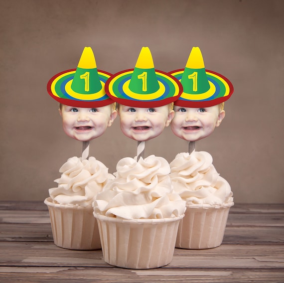 Sombrero Photo Cupcake Toppers, Digital Files only , fiesta, Mexican, party decor, Mexican, Latin, Mexican theme, Sombrero hat topper Il_570xn