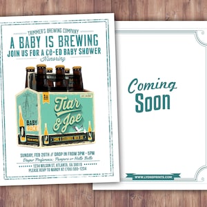 Coed baby shower invitation Beer baby shower invitation couples baby shower girl baby shower boy baby shower, baby is brewing,BBQ image 1