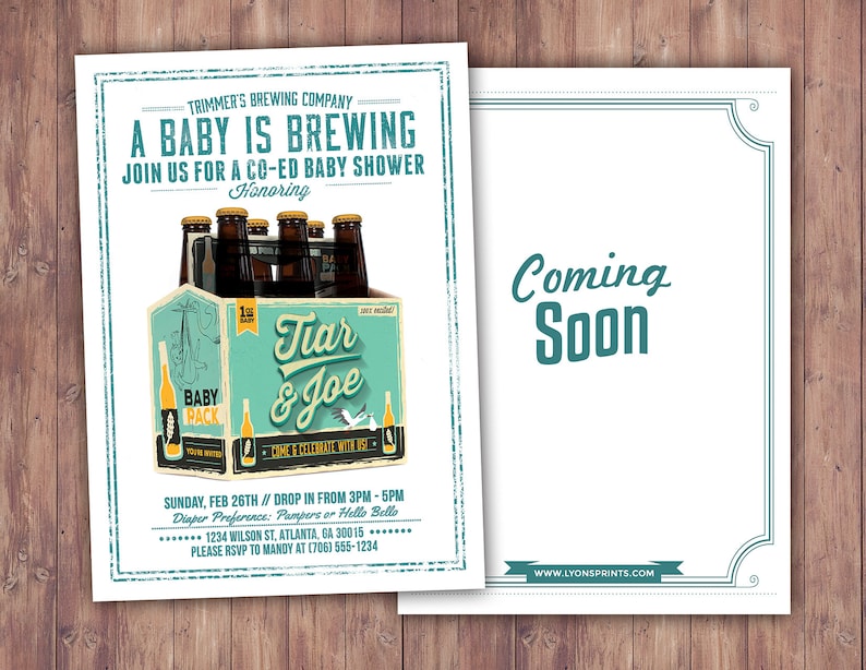 Coed baby shower invitation Beer baby shower invitation couples baby shower girl baby shower boy baby shower, baby is brewing,BBQ image 1