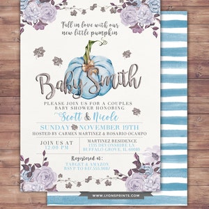 Little Pumpkin Baby Shower Invitation, baby shower invite, pumpkin baby shower invite, fall baby shower, BOHO, watercolor image 3