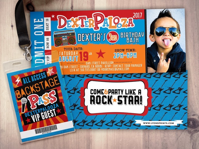 girl birthday invitation Rock Star-Concert ticket birthday invitation pop star birthday invitation-music birthday invitation