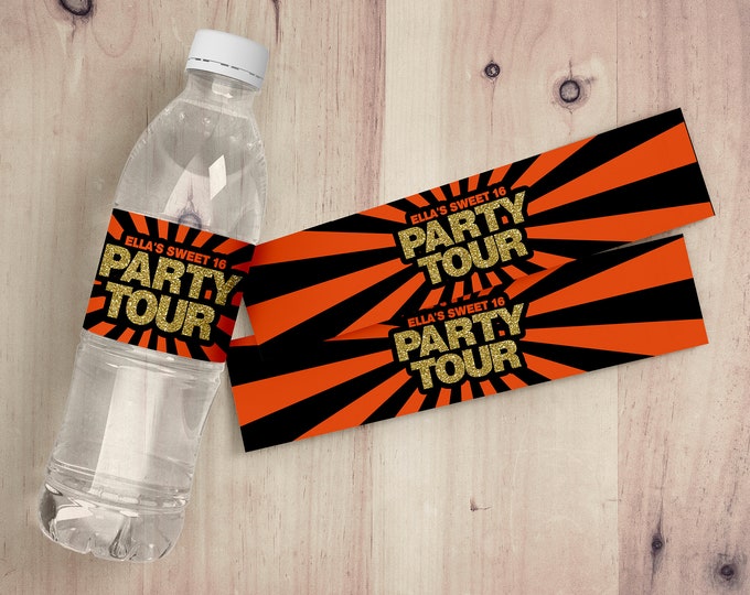 Limo party, Water Bottle Labels, birthday party decor, limo ride party, limo, labels, stickers, water label