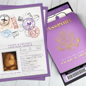 PASS und TICKET Babypartyeinladung! Coed Baby-Dusche-Einladung - Reise-Baby-Dusche-Einladung - nur digitale Dateien