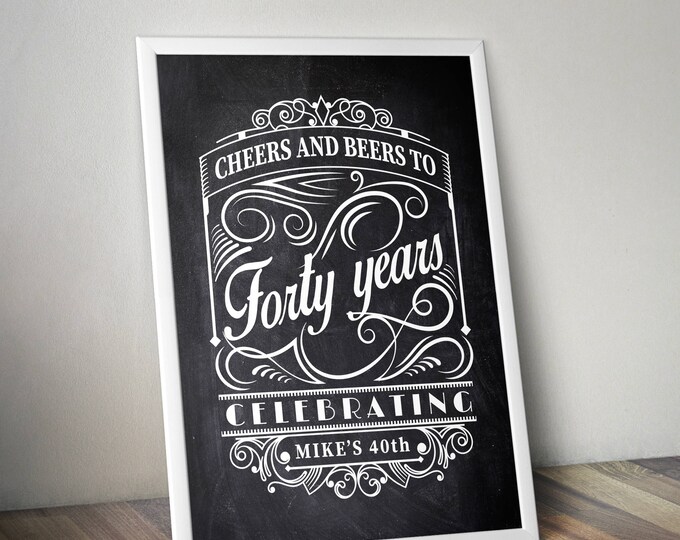 Cheers and Beers, poster, beer tasting, 21st, 30th, 40th, 50th, 60th, Surprise Birthday Party, adult birthday, invite, party sign