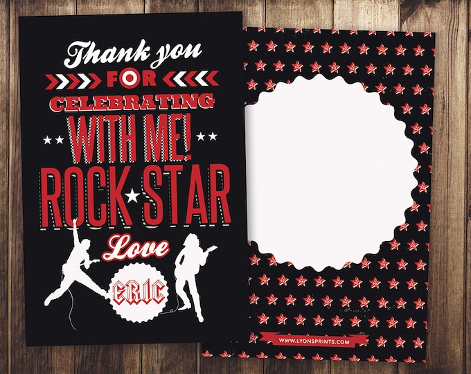 Thank You Card - Greeting Card - All occasion card - rockstar thank you card - birthday Thank you - Birthday Party Thank You Card, favor