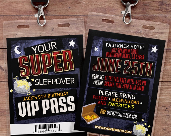 Sleepover party invitation / boy birthday invitations / sleepover invitation / super hero invitation / comic invitation / Video game