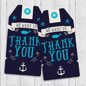 Nautical Baby Shower, thank you Ahoy It's A Boy favor tag Coed shower Personalized invitation Baby Shower invitation, couples shower image 1