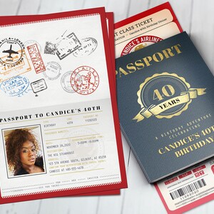 PASSPORT and TICKET birthday invitation, travel birthday party invitation, retirement party, going away party, travel, Digital files only