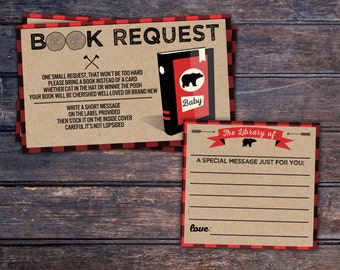 Richiesta di libro, Solo file digitale, Baby Shower boscaiolo, Buffalo Plaid, Baby Shower Woodland, boscaiolo, giochi doccia