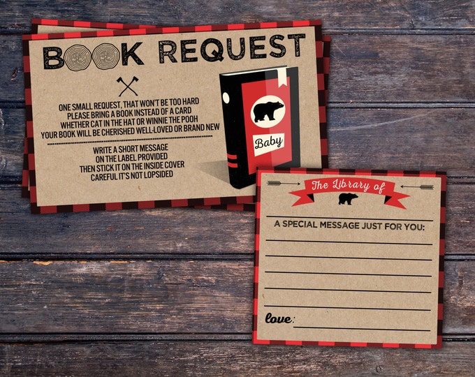 Book request, Digital file only, Lumberjack Baby Shower, Buffalo Plaid, Woodland Baby Shower, lumberjack, shower games