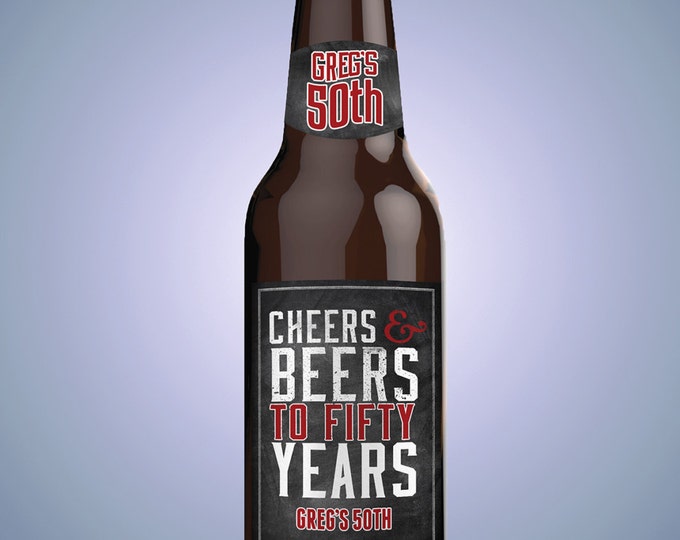 Personalized digital Beer Labels, Cheers and beers, birthday, 30th, 40th, 50th, 60th, 70th, Cheers and beers to thirty years, surprise party