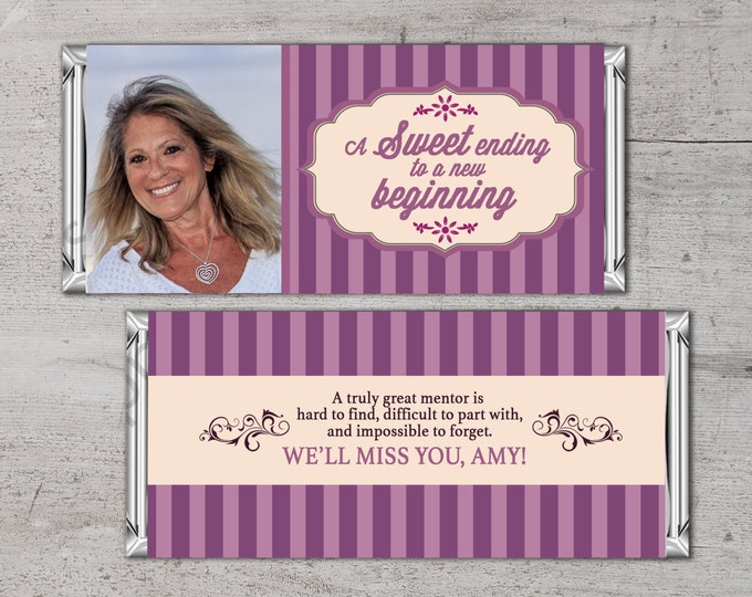 Retirement Candy Bar Wrapper, Printable Digital File,Candy Bar, purple stripes, retirement party, party favor, gift, thank you