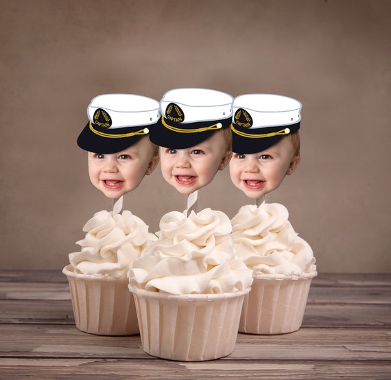 Photo Cupcake Toppers birthday Hat Design Digital File Nautical, Sailor,  Captain, Boat, Sailboat, Fishing, Ahoy -  Canada