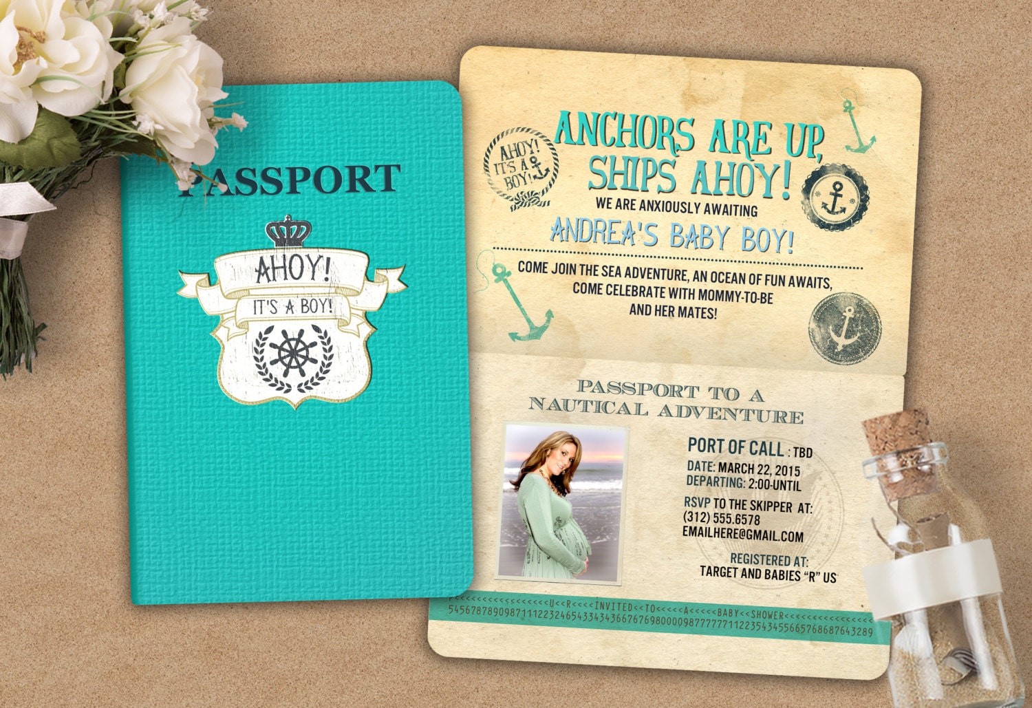 passport baby shower invitations