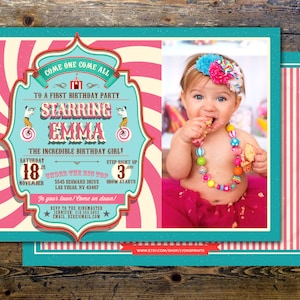 Eerste verjaardag-circus ticket-carnaval ticket uitnodiging - vintage circus, retro, ticket uitnodiging, carnaval, circus verjaardagsuitnodiging