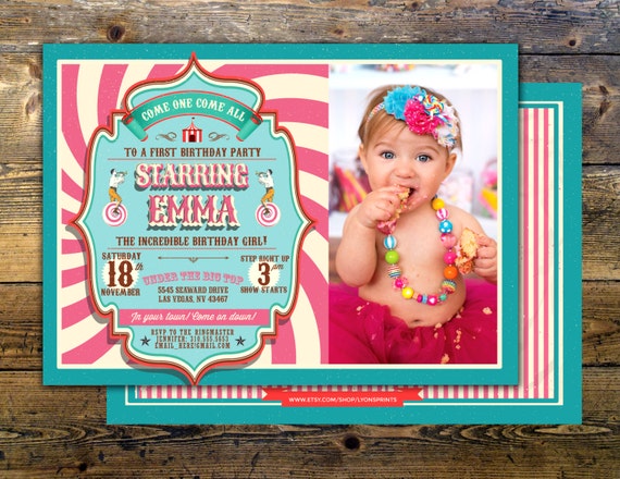 First Birthday- circus ticket-carnival ticket invitation - vintage circus, retro, ticket invitation, carnival, circus birthday invitation Il_570xn