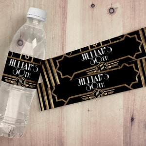 Custom water Labels, party decor, party decorations, party supplies, birthday party, wedding,Great Gatsby, Roaring 20's, flapper