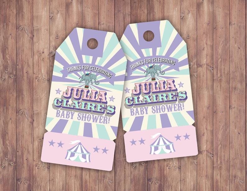 Carnival Thank You Tags for Carnival Birthday or shower. DIY Circus Party Printables Personalized Circus Favor Tags for Circus baby shower SAMPLE PHOTO 3