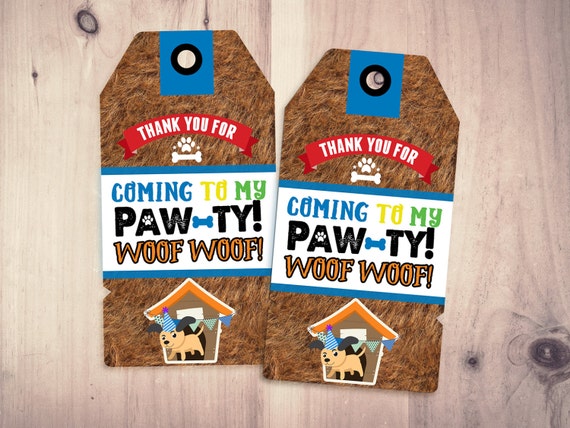 Puppy Party favor tags - Puppy Paw-ty - Paw party, birthday, baby shower, puppy adoption, sit & Stay pawty, Dog birthday, puppy birthday Il_570xn