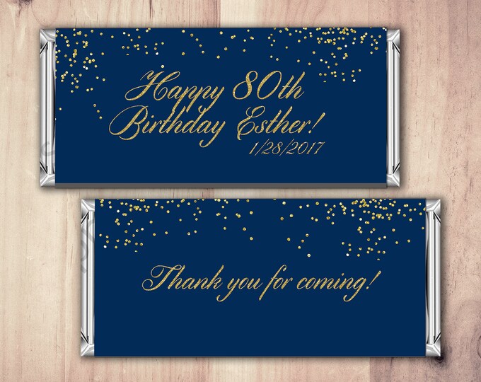 Birthday, Candy Bar Wrappers - Gold, Silver Adult Milestone Favors 30th, 40th, 50th, 60th, 70th, 80th Any Age, vintage, aged to perfection