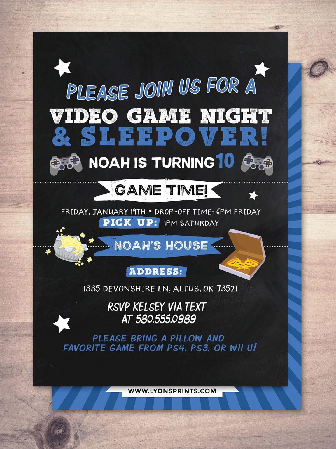 Sleepover Party Invitation Boy Birthday Invitations Sleepover 