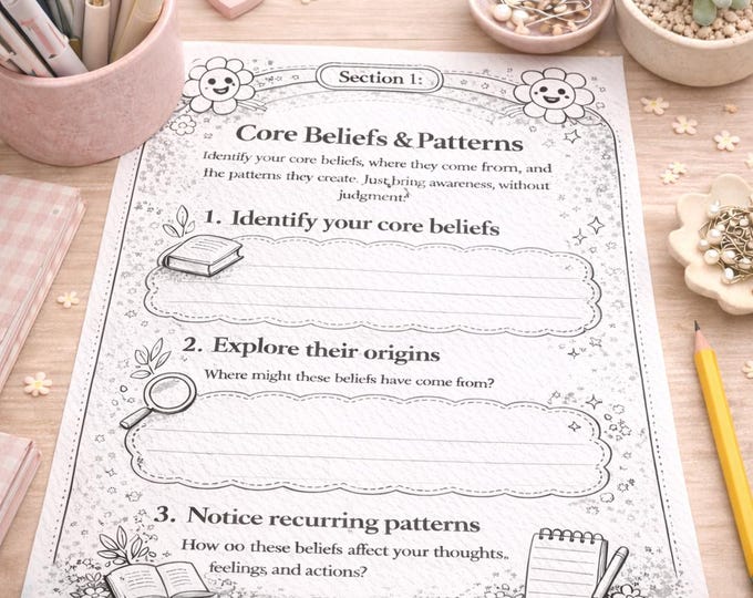 Cognitive Behavior Therapy CBT Worksheets, Thought Challenging, Mental Health Exercises, Printable Therapy Workbook  (Digital Download)