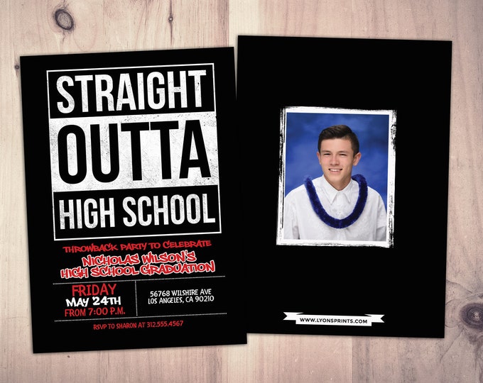 Straight outta, graduation party, Hip Hop, 90s party, birthday invitation, 8th grade grad, Graffiti, birthday, graduation, digital files