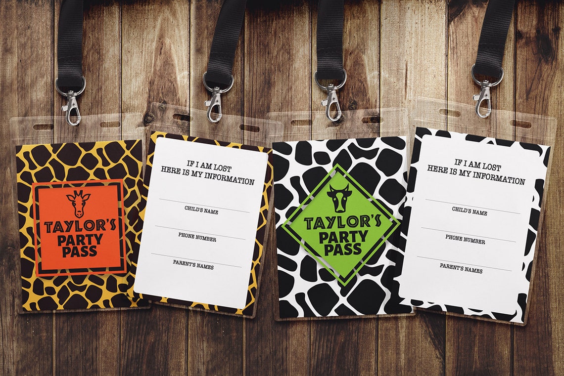 VIP PASS ZOO Birthday Identification Card Party Favor Etsy