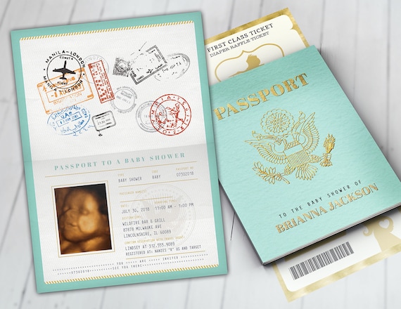 passport baby shower invitations
