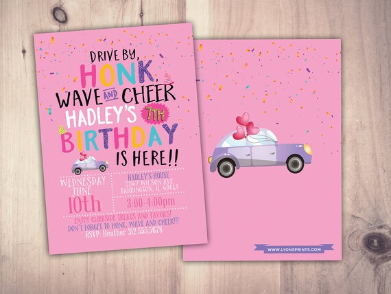 Drive by birthday parade invitation, social distancing drive-by birthday party invite, car birthday parade, quarantine party, digital file Il_570xn