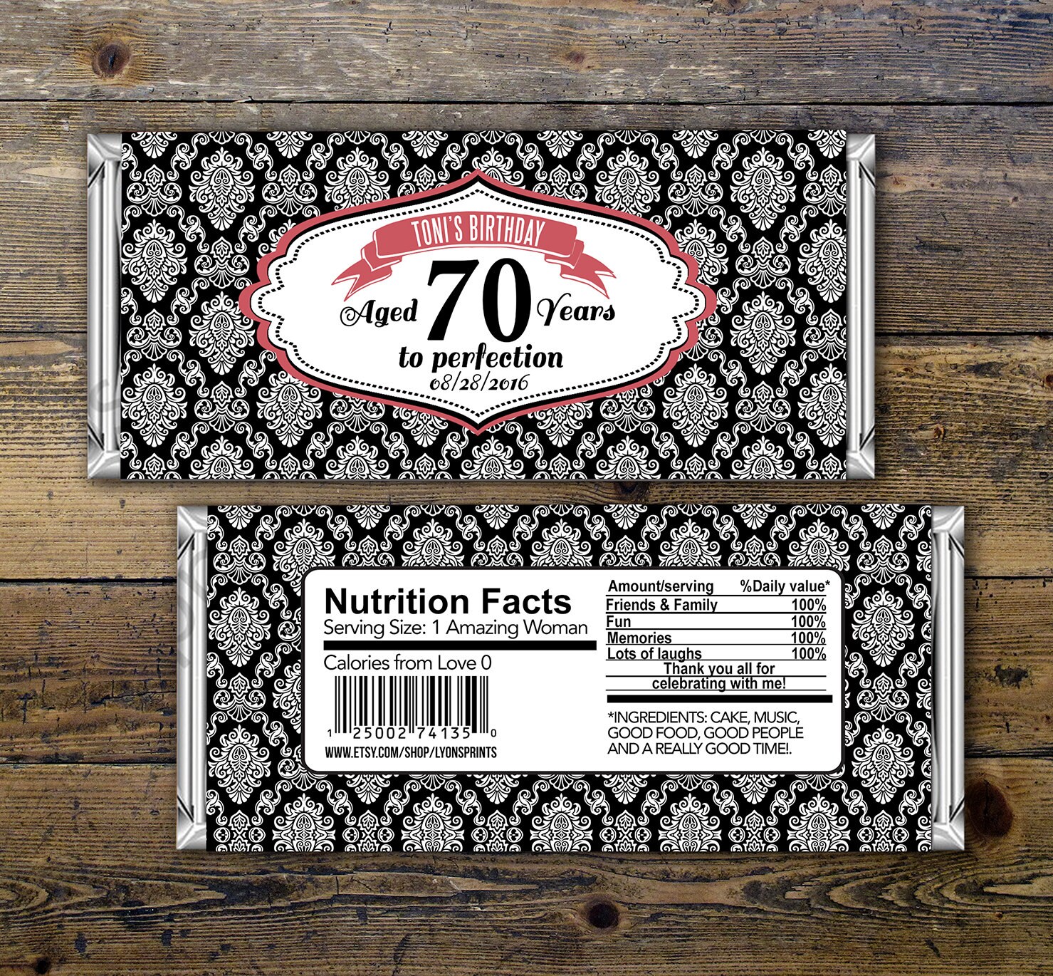 Birthday Candy Bar Wrappers 60th aged to perfection 80th Any Age 50th 70th 40th Silver Adult Milestone Favors 30th Gold vintage