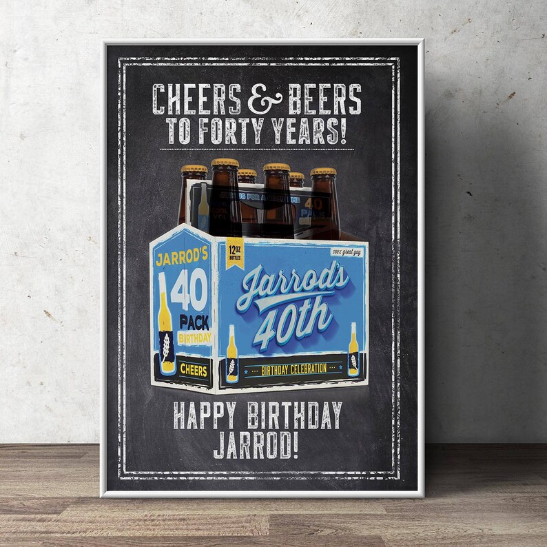 Digital file only, Cheers and Beers, poster, beer, 21st, 30th, 40th, 50th, 60th, Surprise Birthday Party, adult birthday, invite, party sign image 3