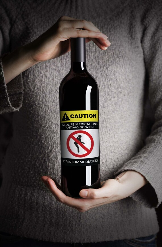 4 digital labels, grandma and grandpa Birthday gag gift, wine label, funny label, gift, wine, 40th, 30th, 50th, 60th, 70th, party favor, Rx Il_570xn