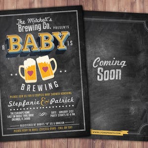 Baby is brewing, Coed baby shower invitation- Beer baby shower invitation- couples baby shower - Digital Files Only, BBQ